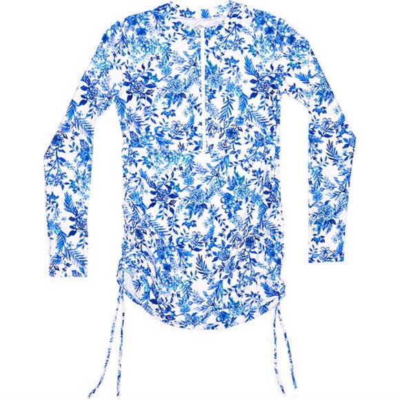 NWT Mott50 Classic Swim SONJA Blueberry Fields Print Swim Dress, Blue/White, L - Picture 15 of 16